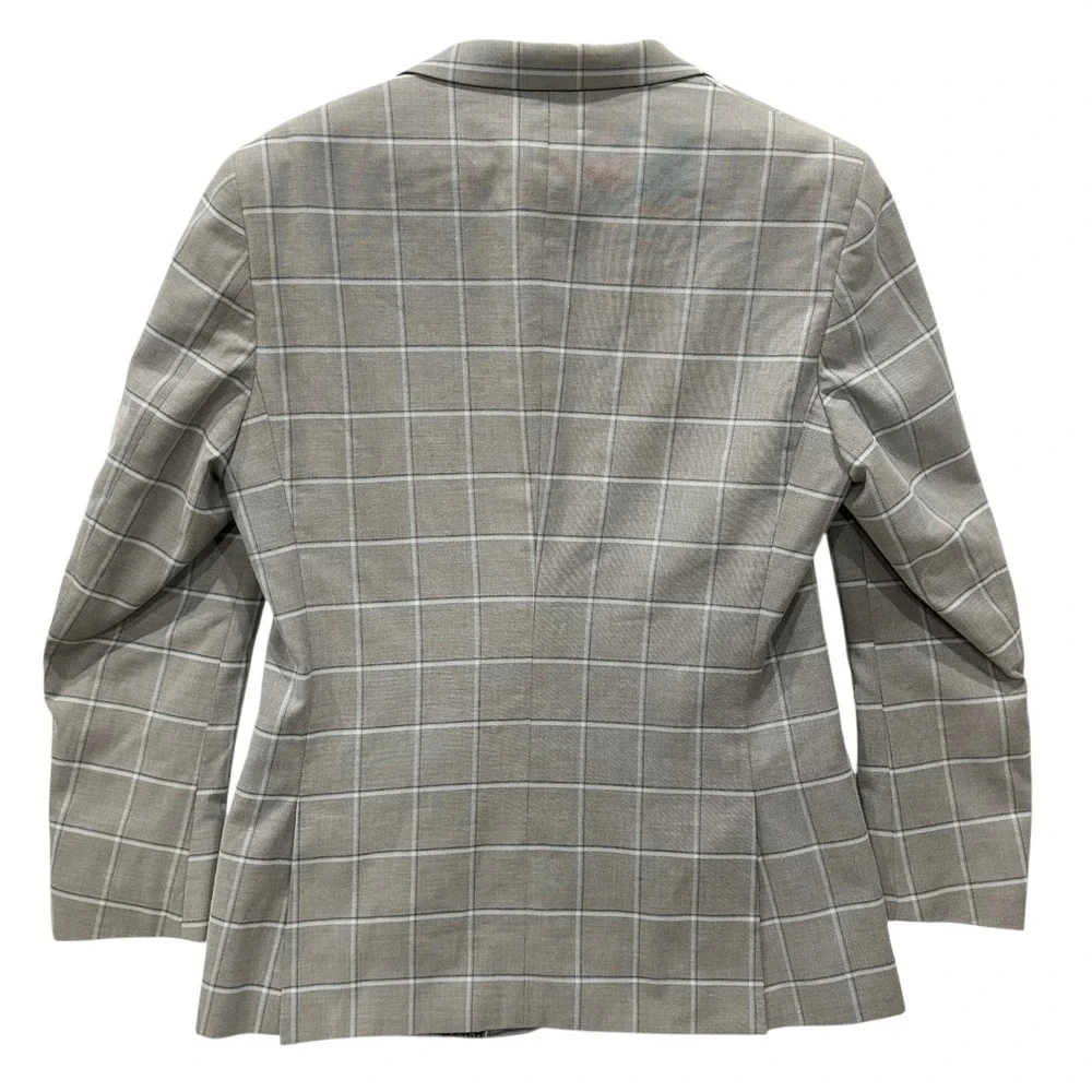 Kilburne + Finch Gray Windowpane Sport Coat Blazer 38R Tailored Fit
